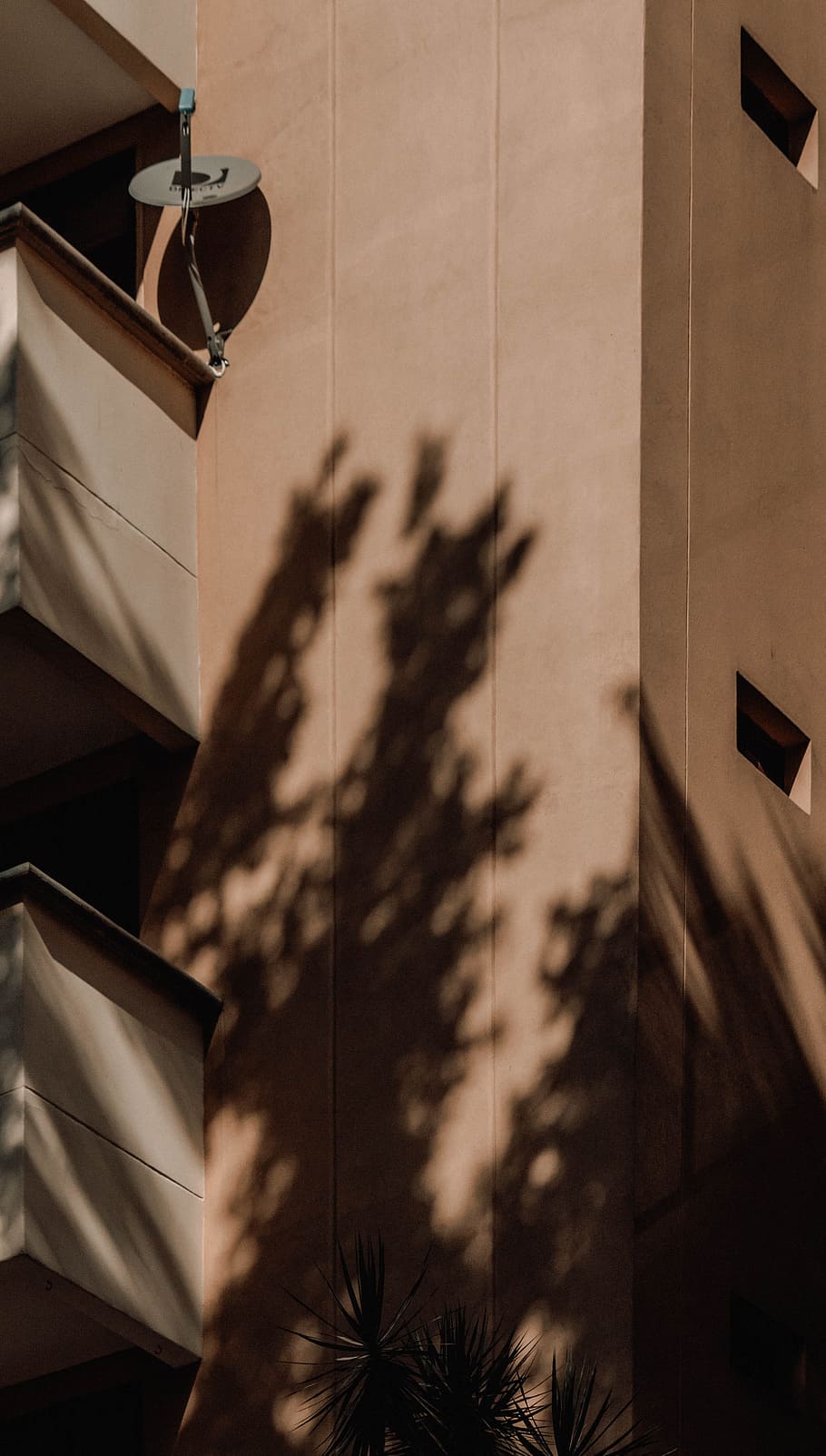 two gray shed near tree shadows, architect, orange, balcony, building HD wallpaper