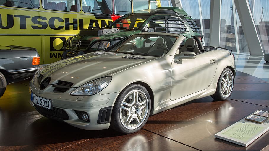silver convertible coupe, automobile, vehicle, transportation HD wallpaper