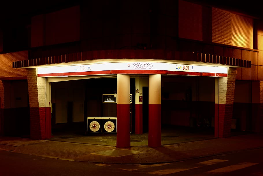 belgium, saint-gilles, gasstation, gas station, corner, night, HD wallpaper