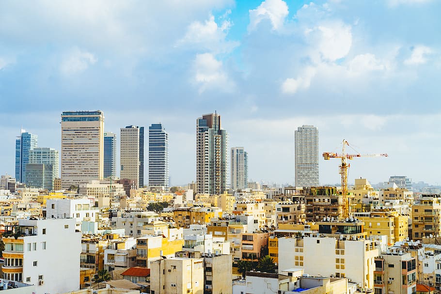 aerial view photo of high-rise buildings, city, urban, israel, HD wallpaper
