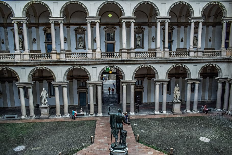 pinacoteca di brera, architecture, sculpture, building, statue, HD wallpaper