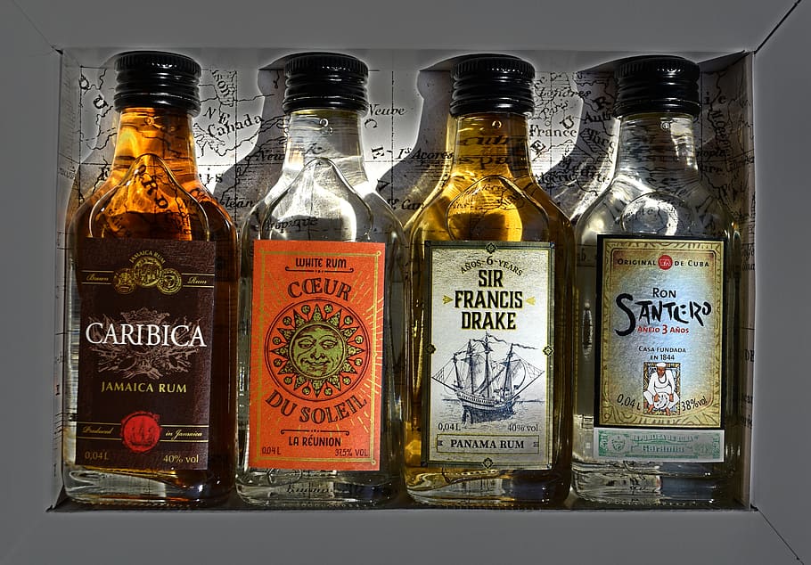 rum, alcohol, bottles, different origin, alcoholic beverage HD wallpaper