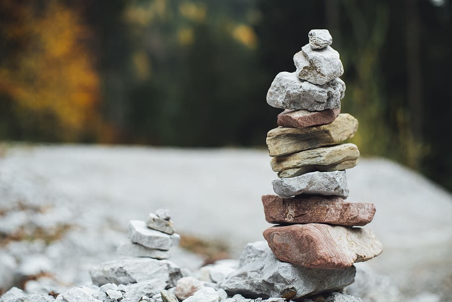 piled stones, focus on foreground, stack, balance, day, close-up HD wallpaper