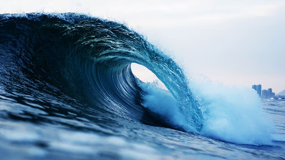 Photography of Barrel Wave, motion, nature, ocean, sea, seascape, HD wallpaper