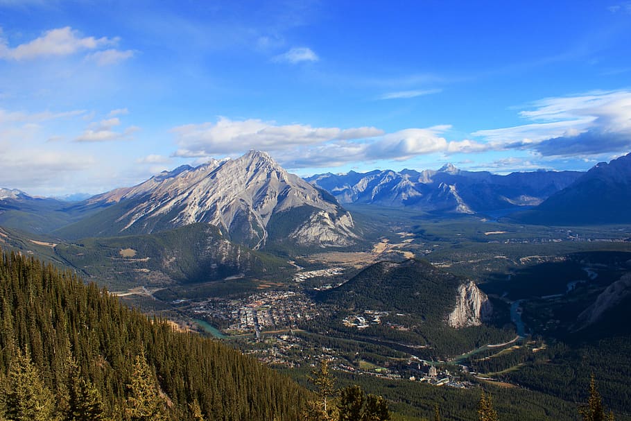 canada, banff, mountains, trees, sky, canadian rockies, scenics - nature HD wallpaper