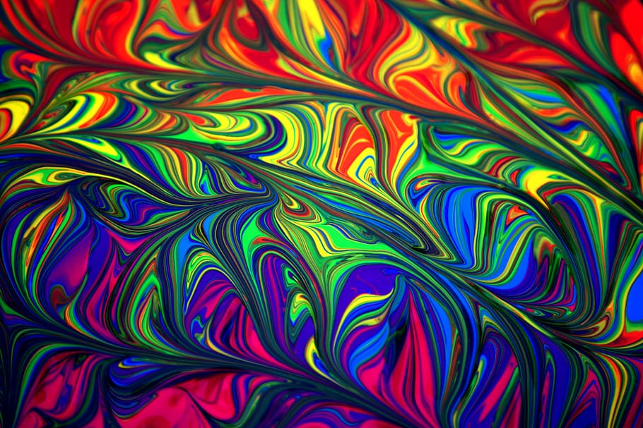 Blue, Green, and Red Abstract Illustration, art, artistic, background