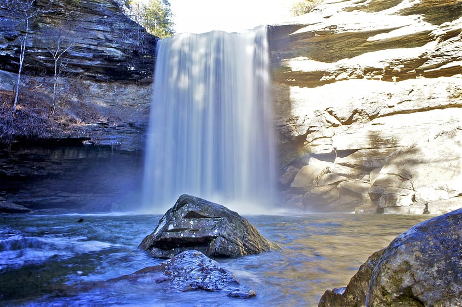 waterfall, rocks, tennessee, long exposure, motion, rock - object HD wallpaper