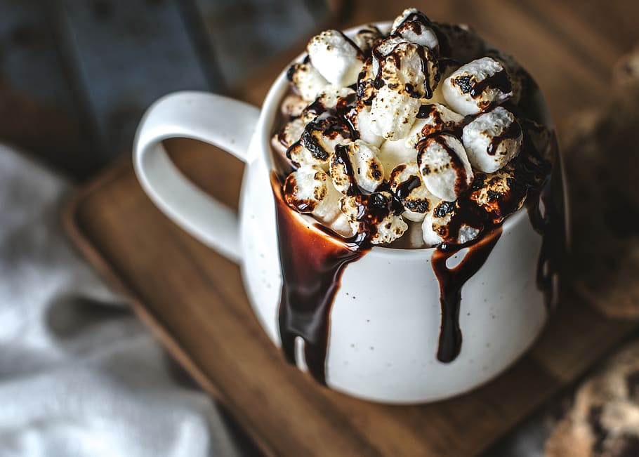 White Ceramic Coffee Mug, brown, chocolate, close-up, cup, indoors HD wallpaper