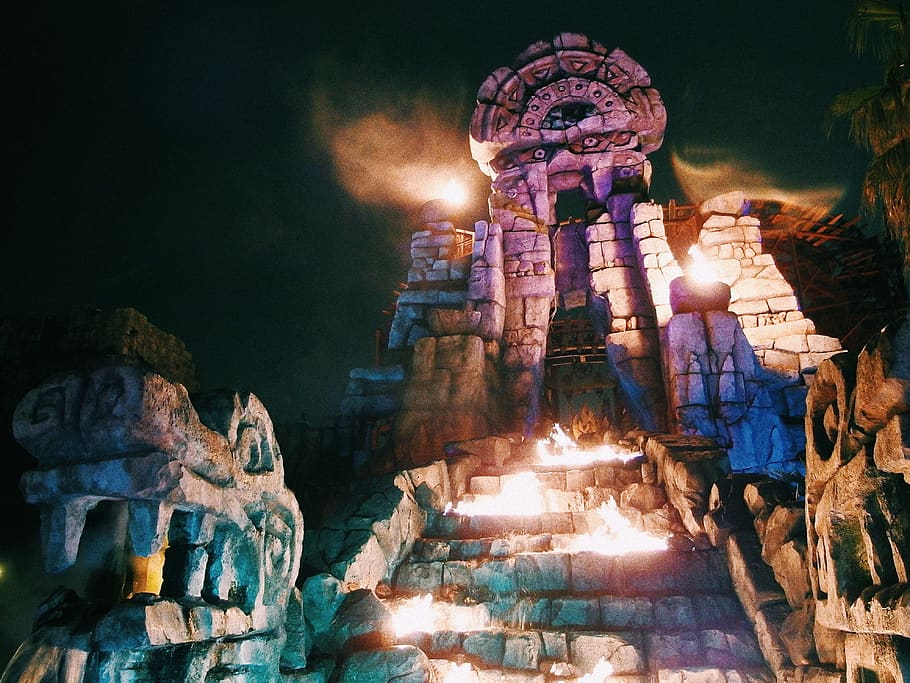 fire, flame, bonfire, painting, art, amusement park, theme park HD wallpaper