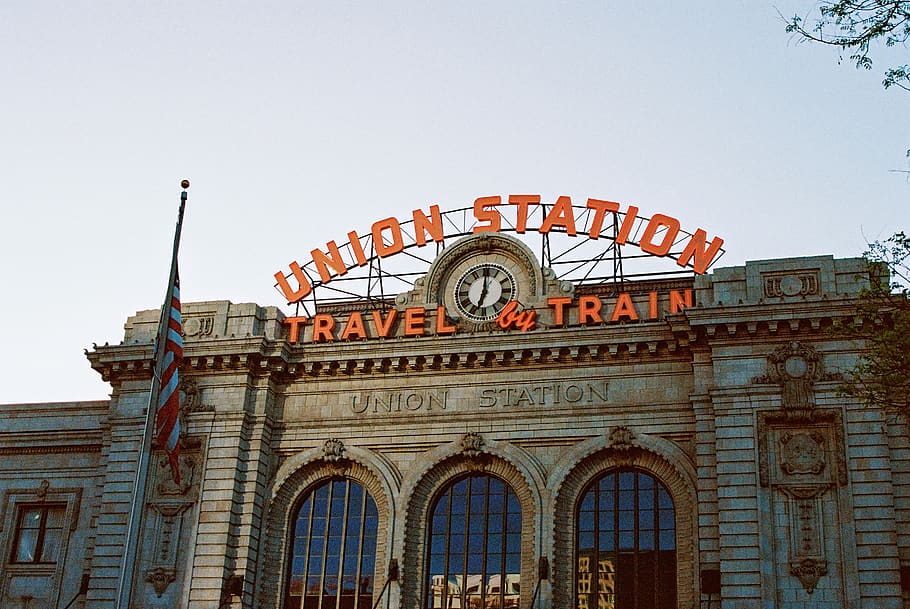 denver, union station, train, building, architecture, orange, HD wallpaper