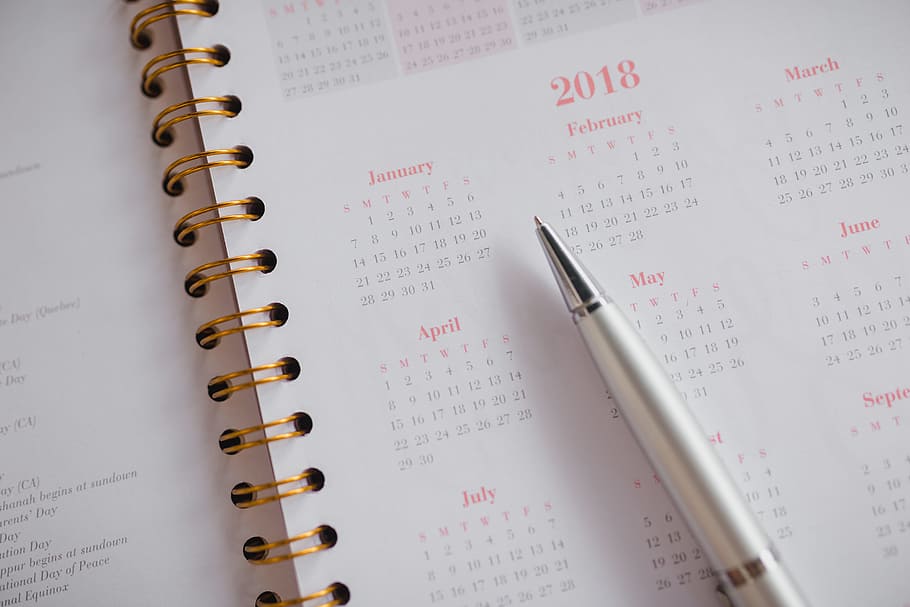 Pink calendar, notebook, diary, desk, paper, note pad, pen, indoors HD wallpaper