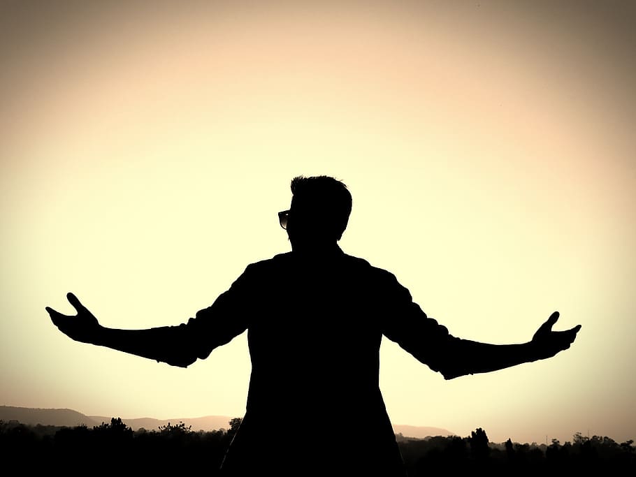 Silhouette of a Man Wearing Eyeglasses, backlit, eyewear, person HD wallpaper