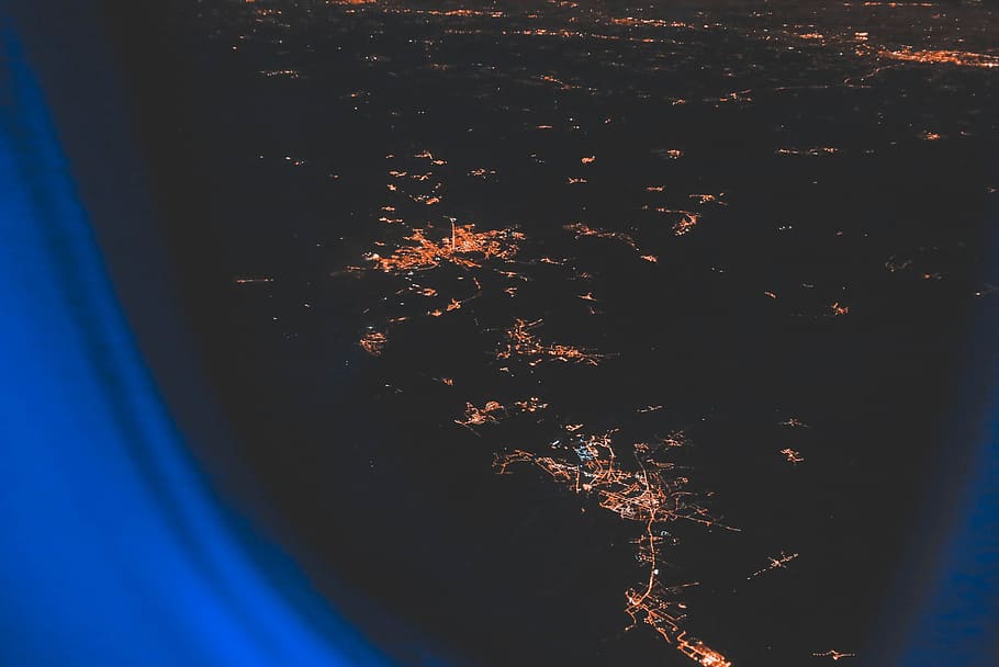 aerial view at night, no people, nature, illuminated, motion HD wallpaper