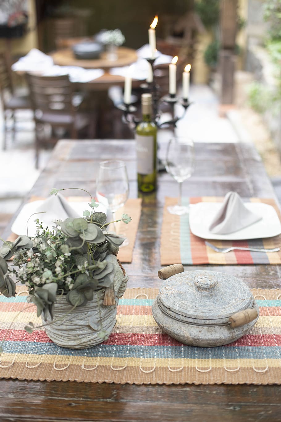 Green-leafed Plant in Vase Beside Cooking Pot With Lid on Table HD wallpaper