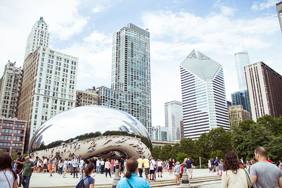 chicago, united states, cloudgate, bean, building, city, cloudbean HD wallpaper