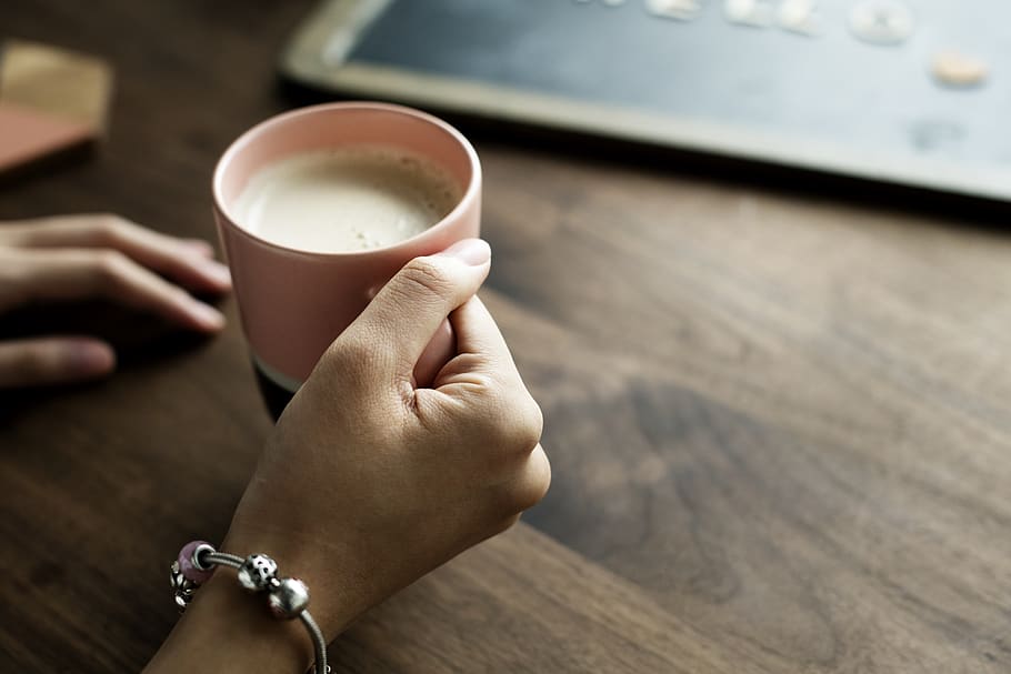 Person Holding Pink Ceramic Mug, beverage, brewed, caffeine, coffee HD wallpaper