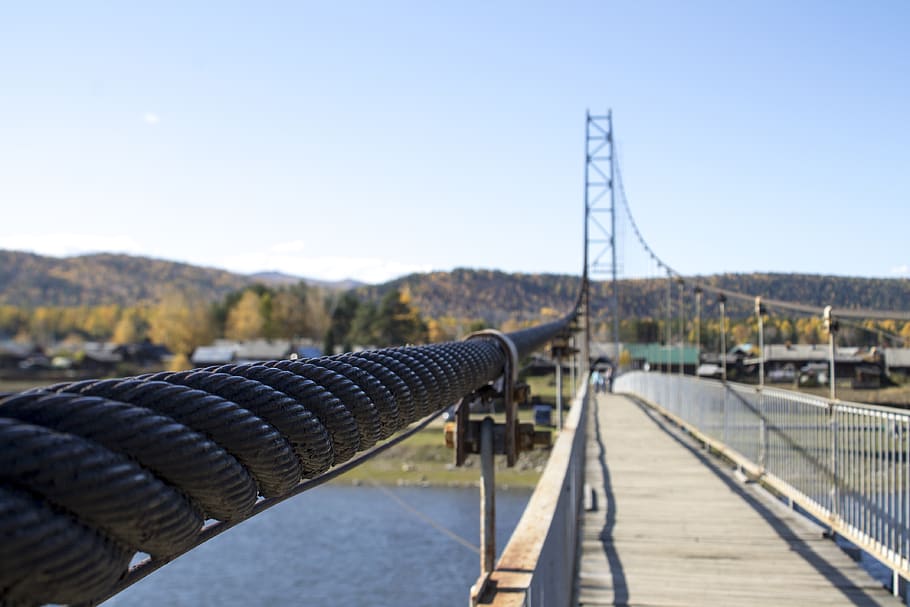 russia, shamanka, connection, sky, transportation, nature, bridge HD wallpaper