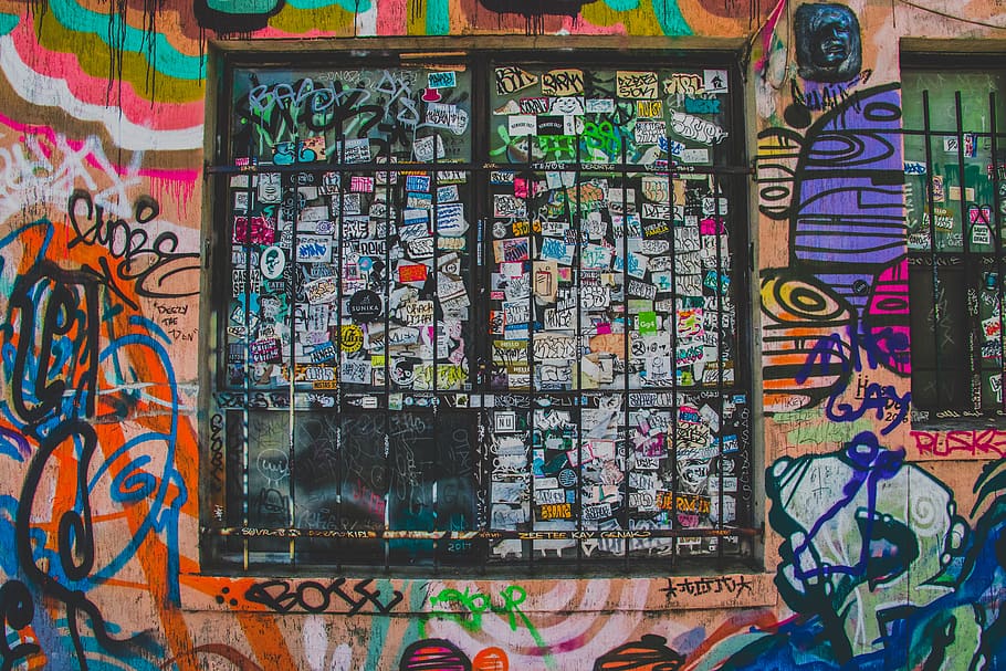 canada, toronto, window, architecture, graffiti, art, stickers HD wallpaper
