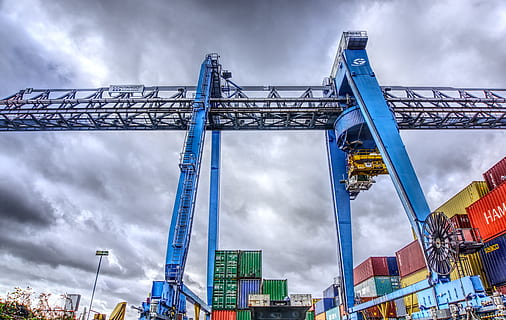 container, port, loading, stacked, container terminal, container handling HD wallpaper