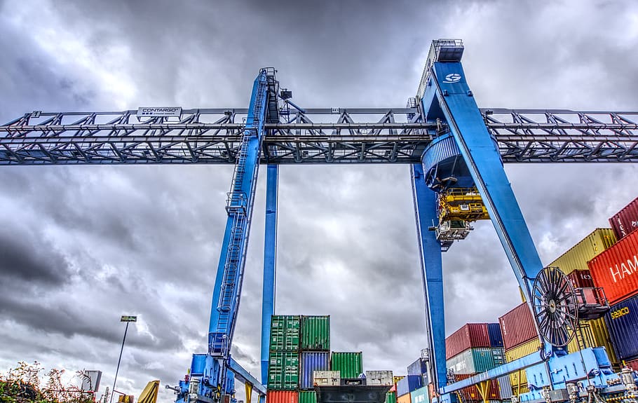 container, port, loading, stacked, container terminal, container handling HD wallpaper