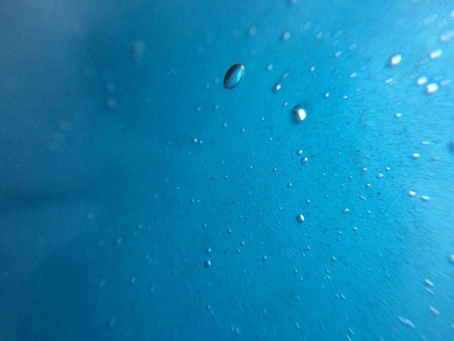 macro, wallpaper, air, blue, water, drop, full frame, wet, backgrounds HD wallpaper
