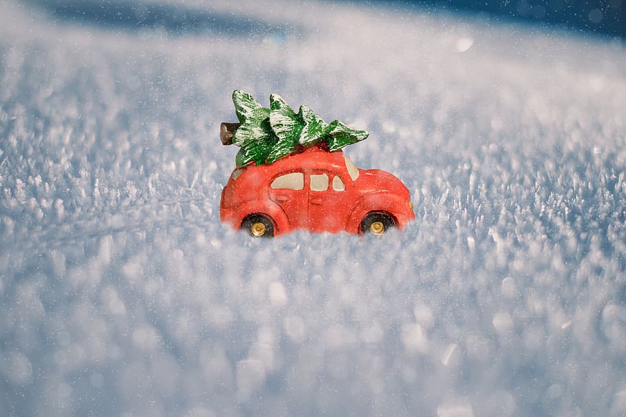christmas, auto, winter, snow, decoration, snowfall, christmas motif HD wallpaper
