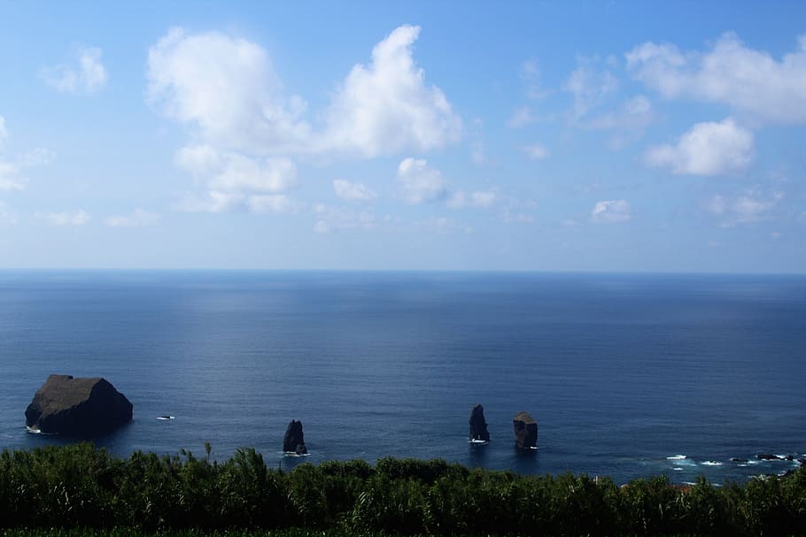 azores, atlantic ocean, sao miguel, nature, water, clouds, holidays, HD wallpaper