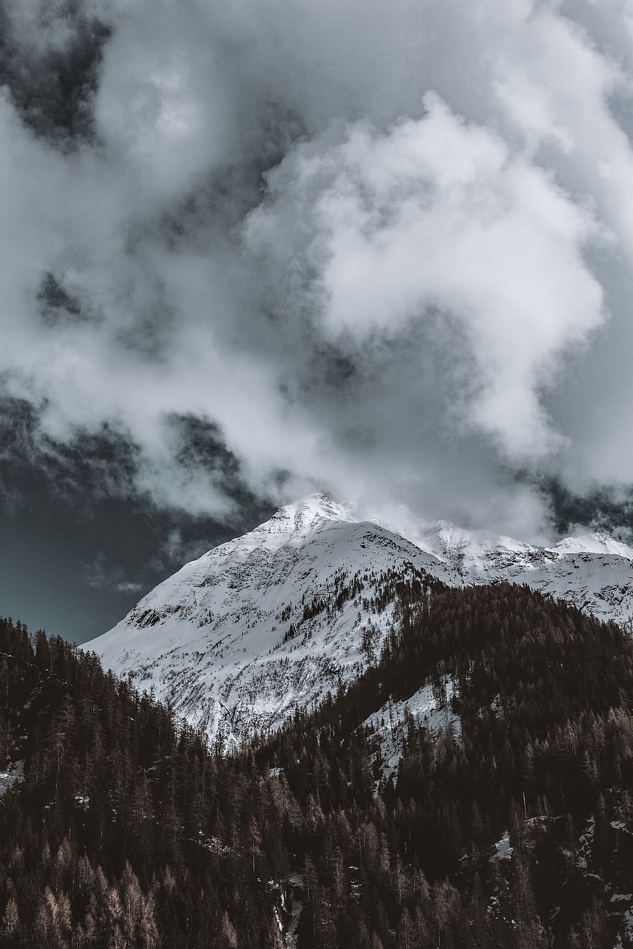 Photo of Snow Capped Mountain Under Cloudy Sky, alps, clouds HD wallpaper