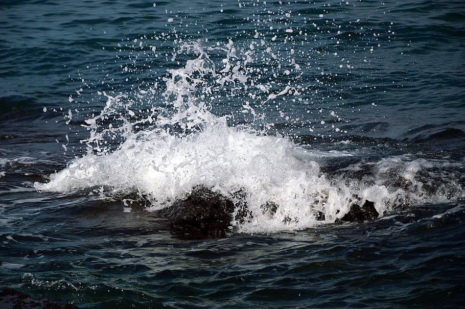 sea, surf, wave, spray, water, motion, waterfront, splashing HD wallpaper