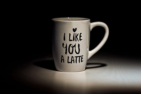 HD wallpaper: white ceramic mug with print, cup, coffee cup, latte, text,  like | Wallpaper Flare