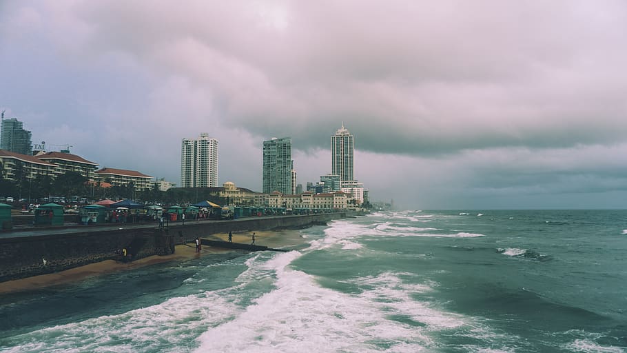 city, waves, building exterior, architecture, built structure HD wallpaper
