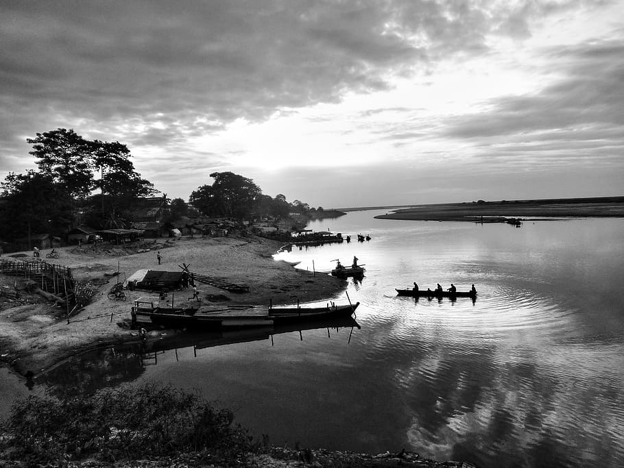 india, dibrugarh, water, nautical vessel, cloud - sky, transportation HD wallpaper