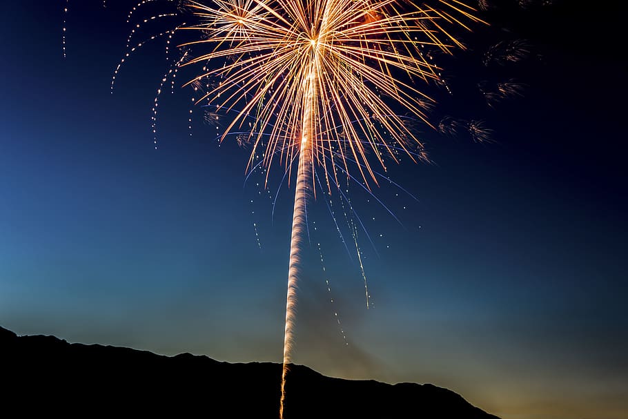 fireworks, spark, clouds, sky, nature, smoke, celebration, party HD wallpaper