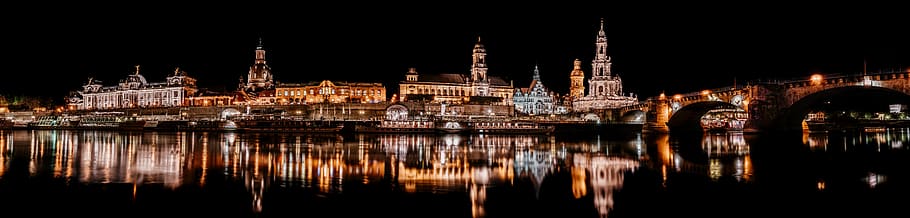 cityscape at night, dresden, bridge, germany, architecture, building HD wallpaper