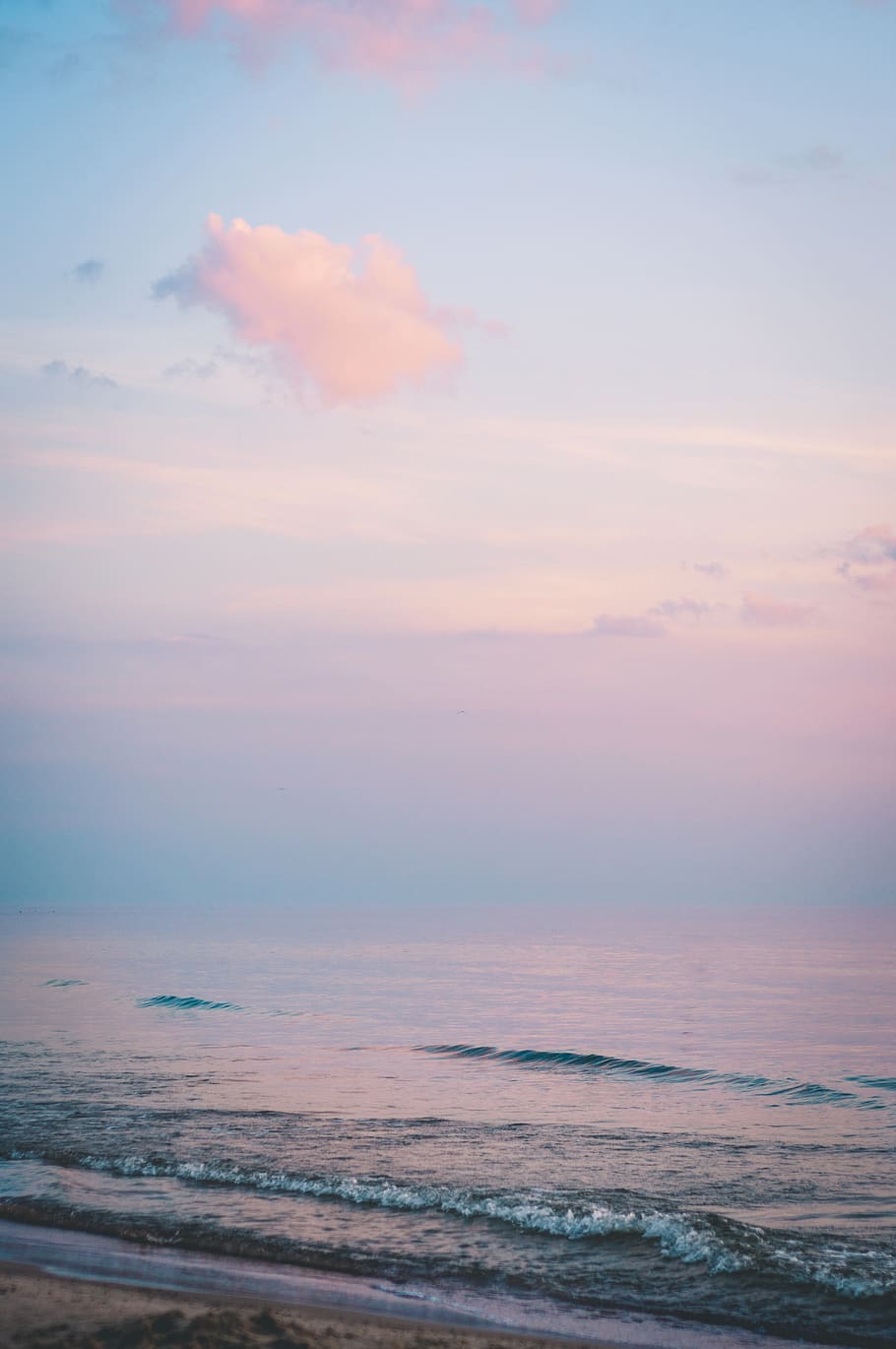 ocean under cloudy sky, cloud - sky, beauty in nature, sunset HD wallpaper