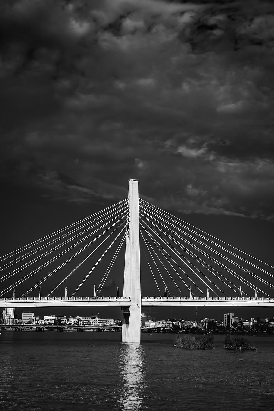 grayscale photography of bridge, building, nature, weather, ahvaz, HD wallpaper