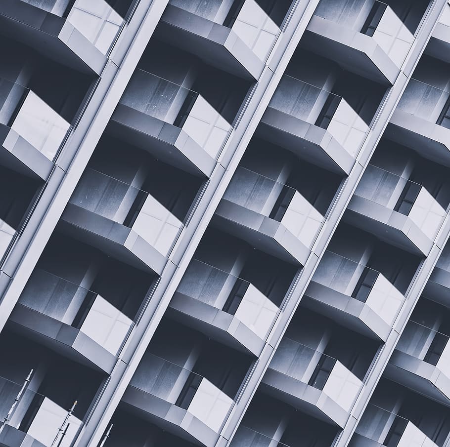 architectural photography of building, tower, facade, grey, balcony HD wallpaper