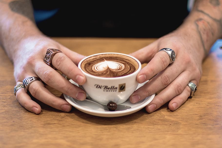cappucino, coffee, ring, silver, chocolate, coffee cup, cafe HD wallpaper
