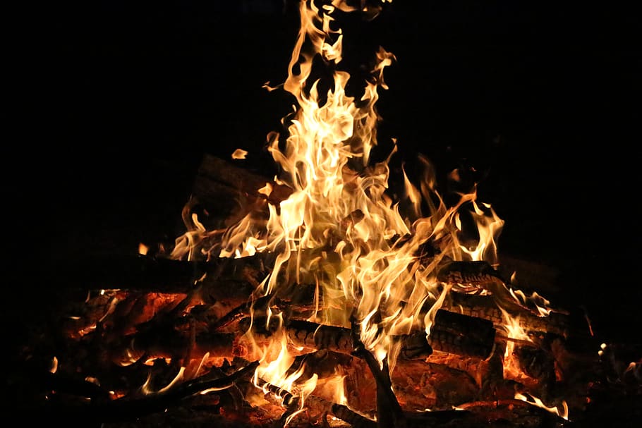bonfire, flame, burning, heat - temperature, fire - natural phenomenon HD wallpaper