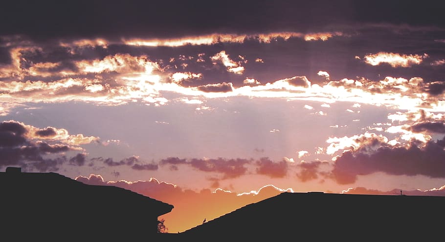 skyline, cloud - sky, mountain, beauty in nature, silhouette HD wallpaper