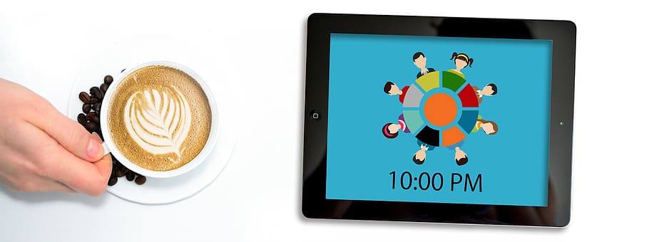 cup, coffee, hand, keep, time, memory, tablet, team, invitation HD wallpaper