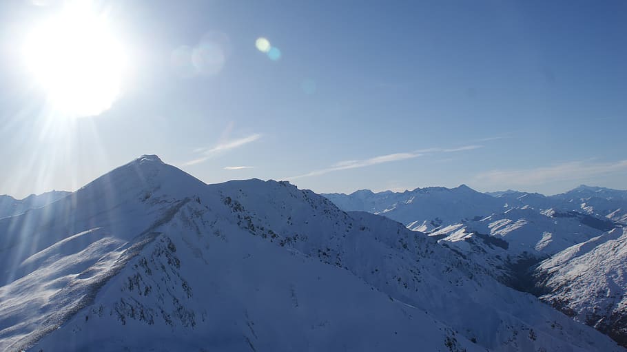 Snow Covered Mountain Under Gray and White Sky, altitude, clouds HD wallpaper