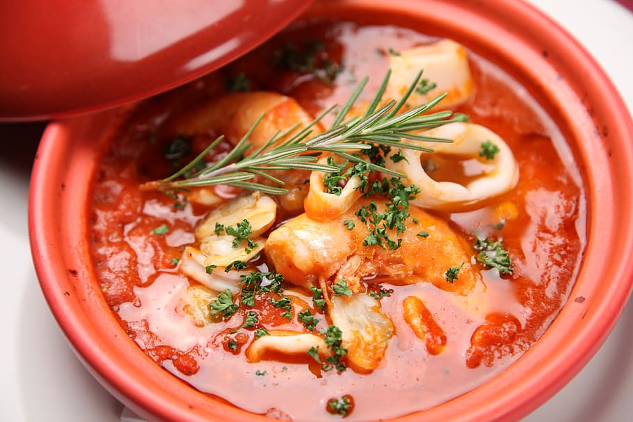 Dish On Red Bowl, basil, cuisine, delicious, dinner, food, lunch HD wallpaper