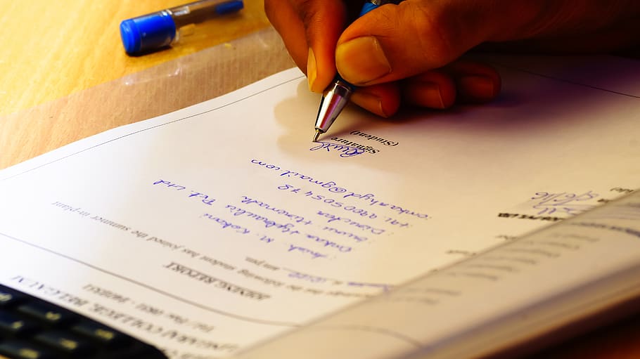 Person Writing on White Paper, ballpen, blur, close-up, document HD wallpaper