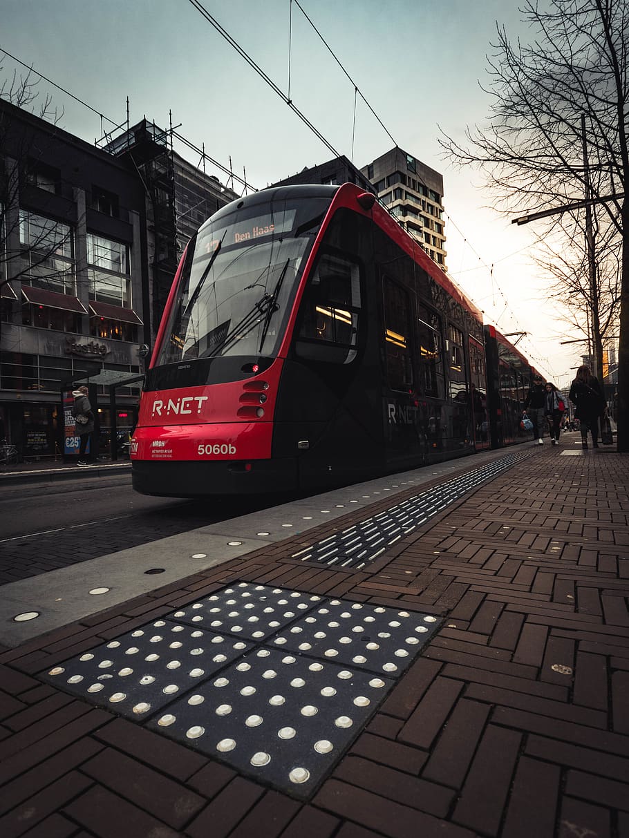 building, ov, rnet, red, tram, urban, city, abstract, the netherlands HD wallpaper