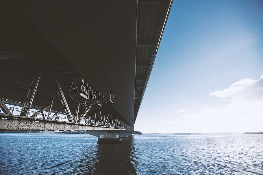 gray concrete bridge, built structure, water, architecture, sky HD wallpaper