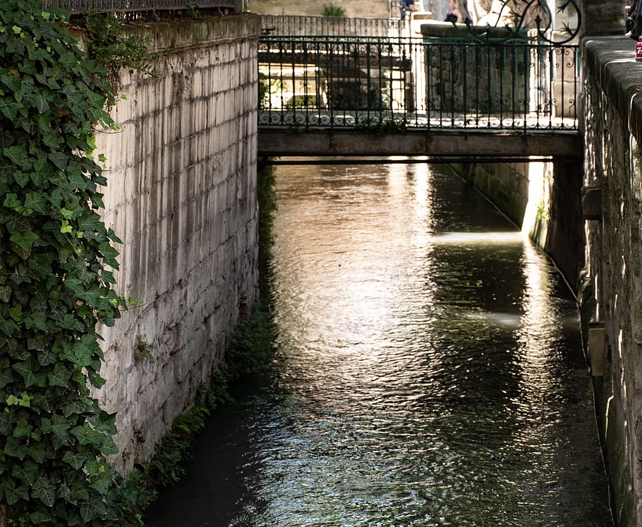 avignon, city, canal, walkway, walking bridge, water, waterway, HD wallpaper