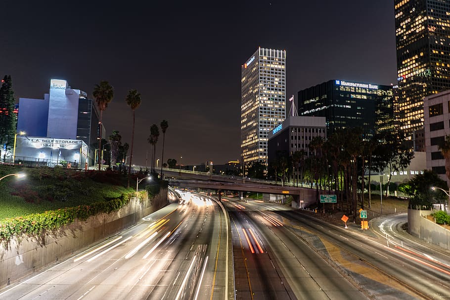 united states, los angeles, city, cityscape, long exposure