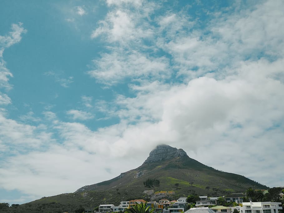 Scenic View of Mountain, clouds, daylight, houses, idyllic, landscape HD wallpaper