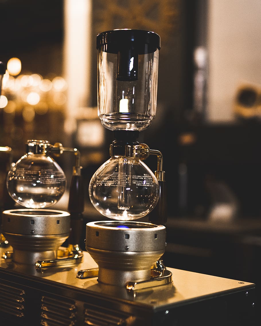 vacuum coffee makers, glass, goblet, shelf, banister, handrail HD wallpaper